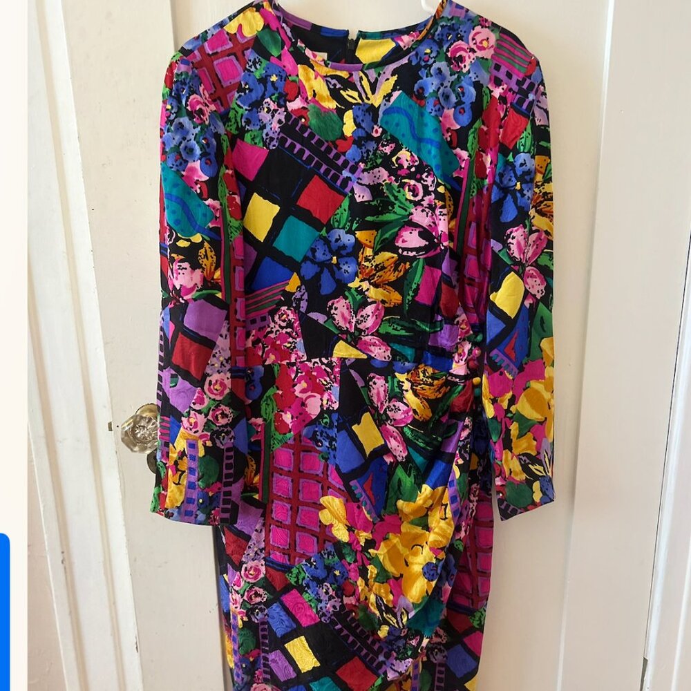 100% Silk Constance Saunders for Richard Warren dress size 12 (fits like 10)